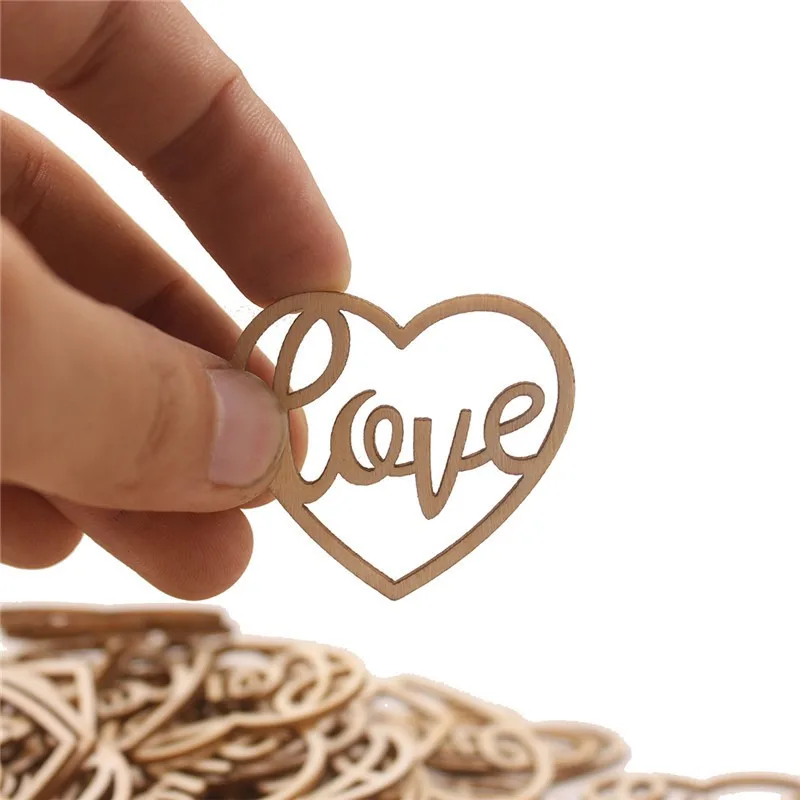 50pcs Heart Wooden Ornament He - Craft Embellishments review and price