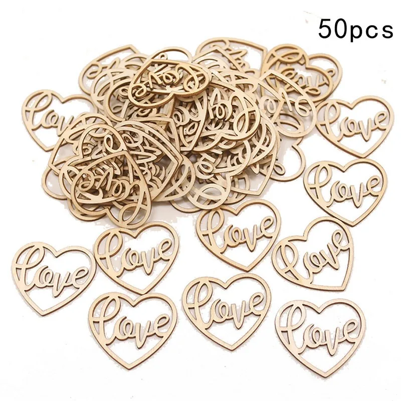 50pcs Heart Wooden Ornament He - Craft Embellishments review and price