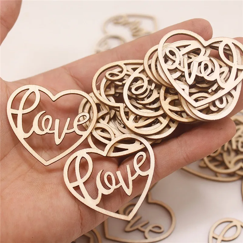 50pcs Heart Wooden Ornament He - Craft Embellishments review and price