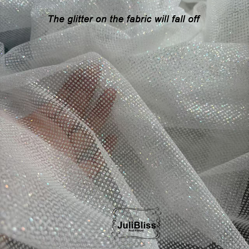 Shimmering White Glitter Tulle - Sequin Fabric Panel review and price