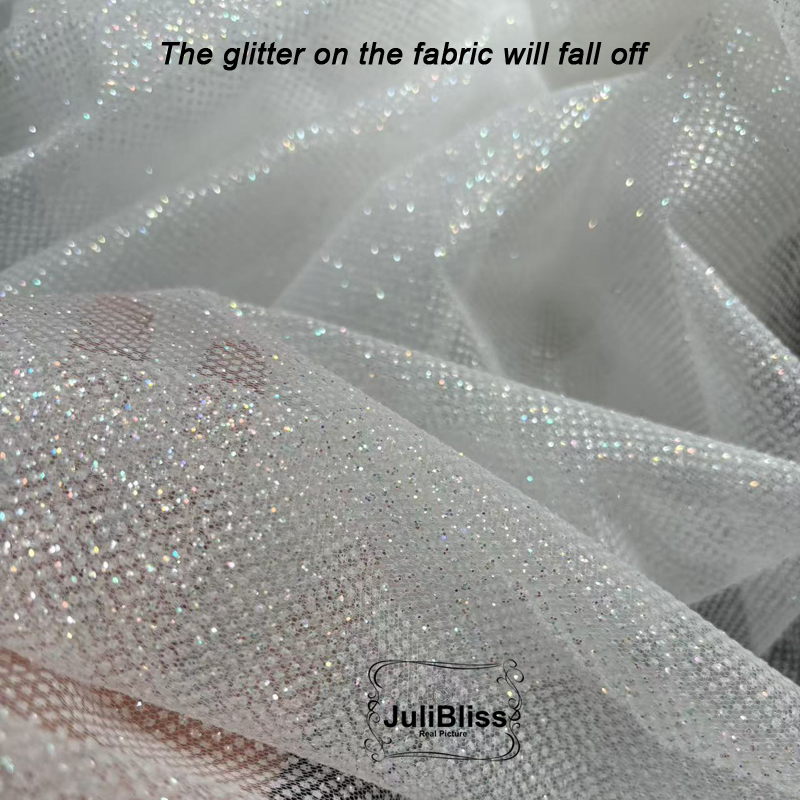Shimmering White Glitter Tulle - Sequin Fabric Panel review and price