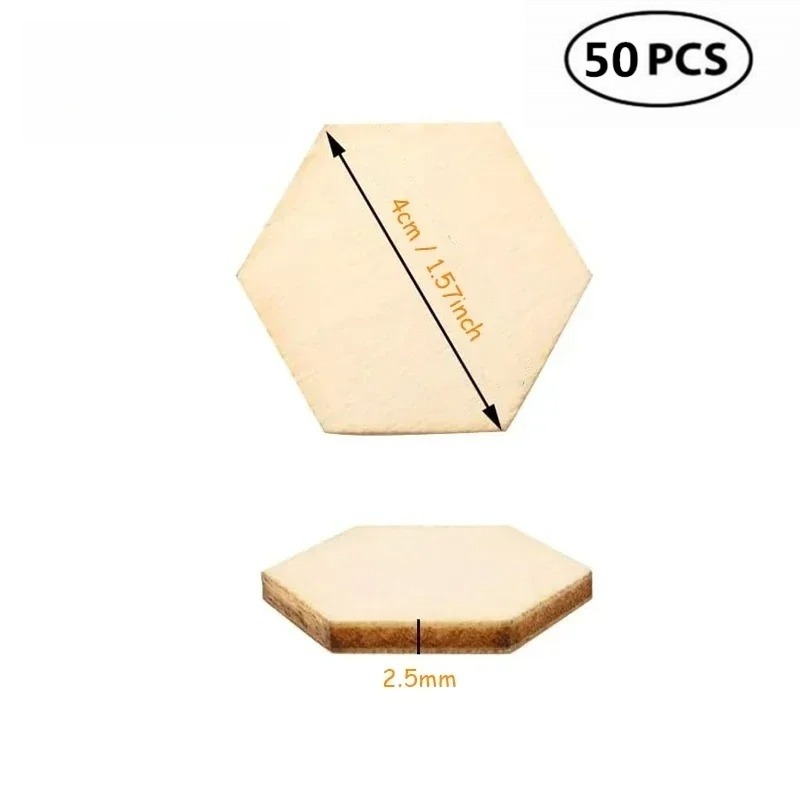 50PCS 4CM Unfinished Wood Hexa - Craft Embellishments review and price