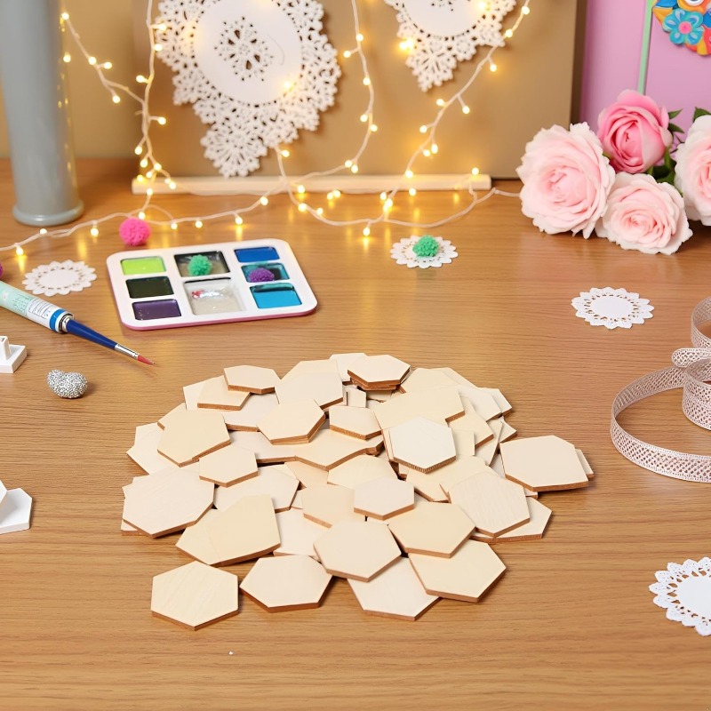 50PCS 4CM Unfinished Wood Hexa - Craft Embellishments review and price