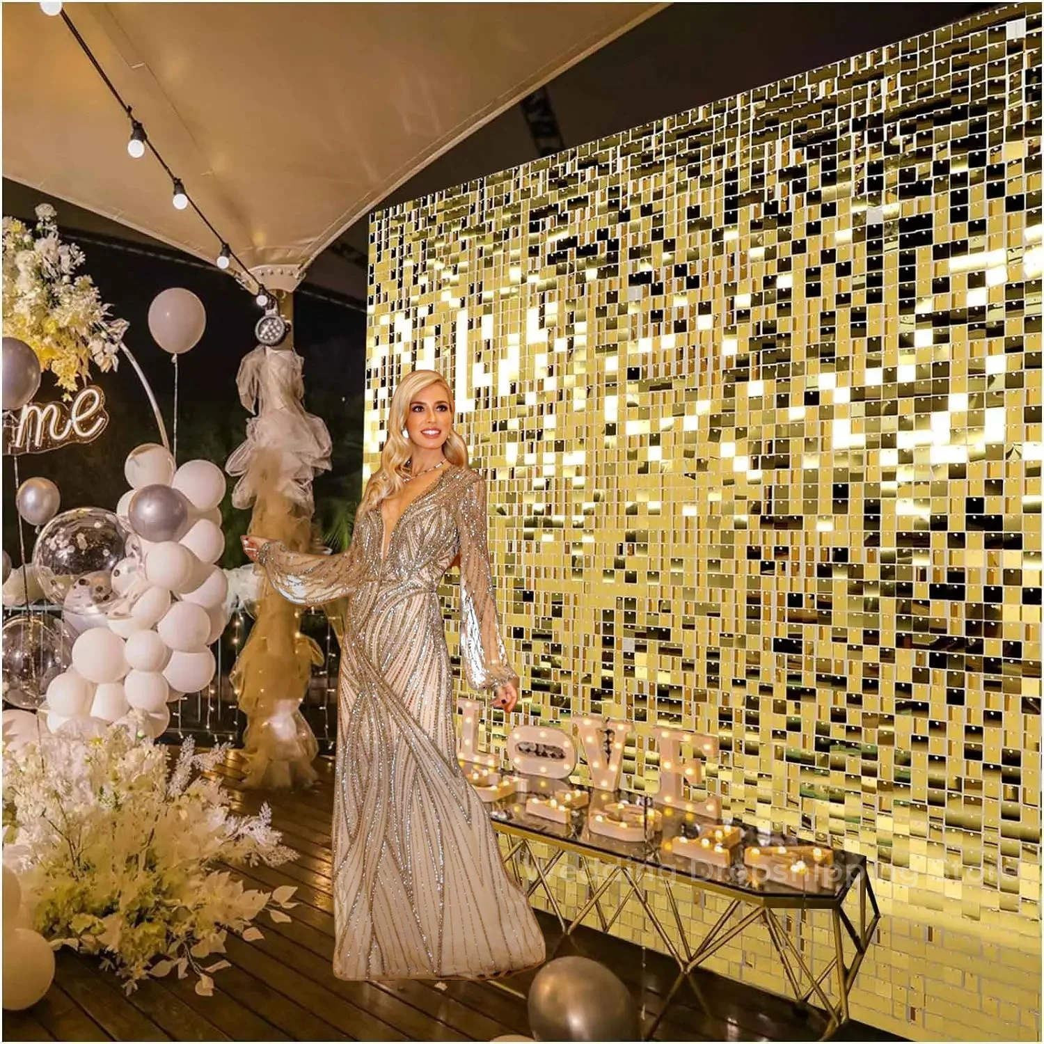 12/24/30 PCS Shimmer Wall Back - Sequin Fabric Panel review and price